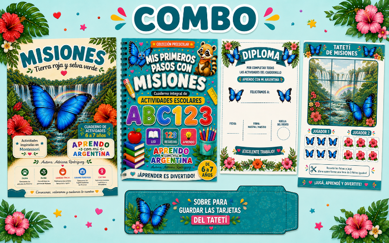 Desarrollá su creatividad y refuerza la escuela, mientras aprende/ Combo Misiones 6-7 años
