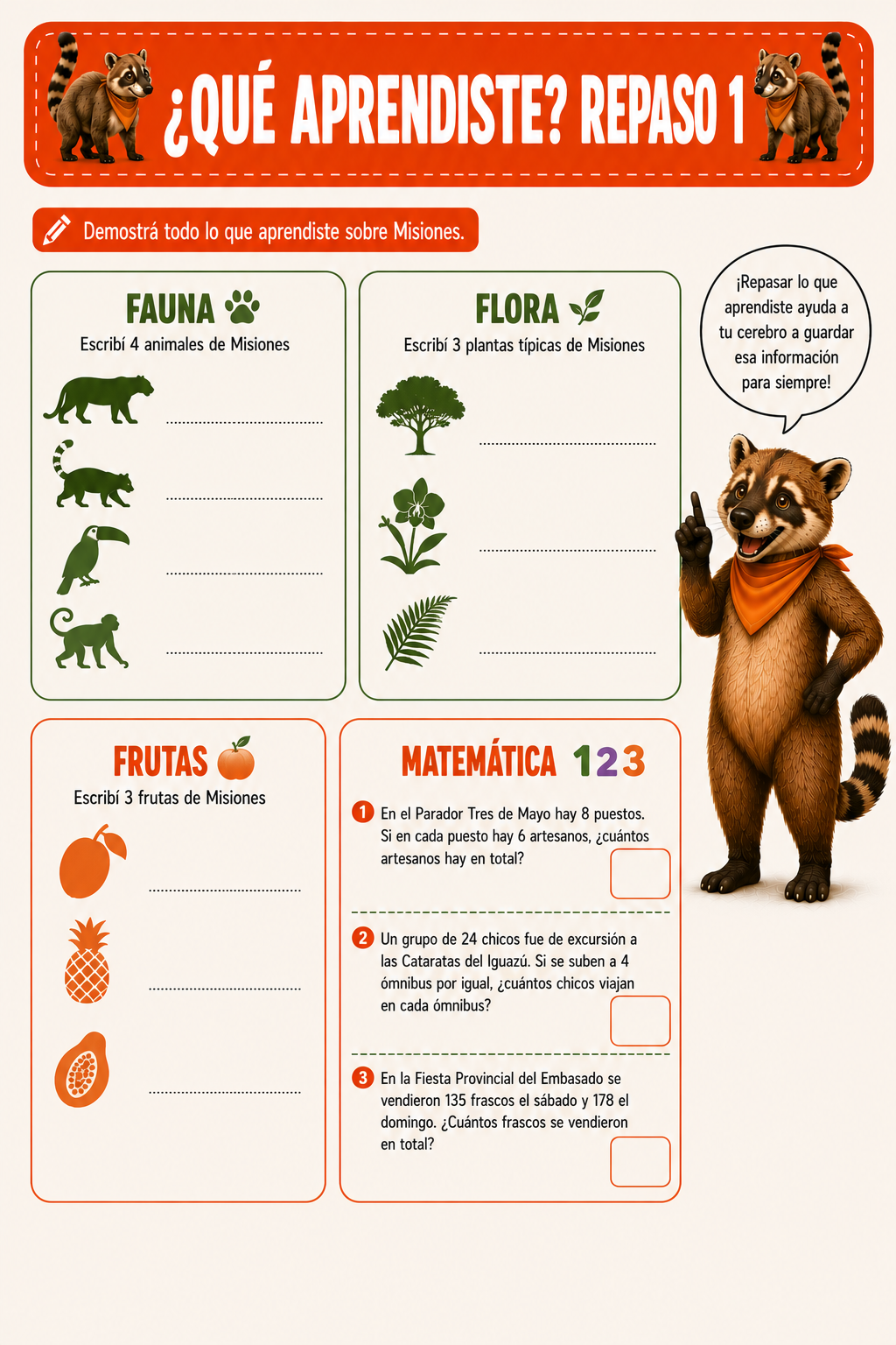 COMBO MISIONES 8-9 

Aprender las primeras habilidades
y descubrir Argentina jugando.
Más de 100 actividades educativas + juego didáctico Memotes + diploma de finalización, todo en formato PDF imprimible para utilizar las veces que quieras.