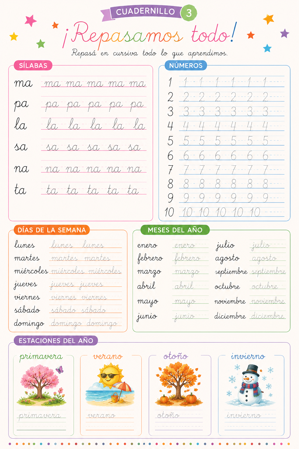 Prepará a tu hijo para la escritura / combo 3-7 años-imprenta mayúscula, minúscula y cursiva
